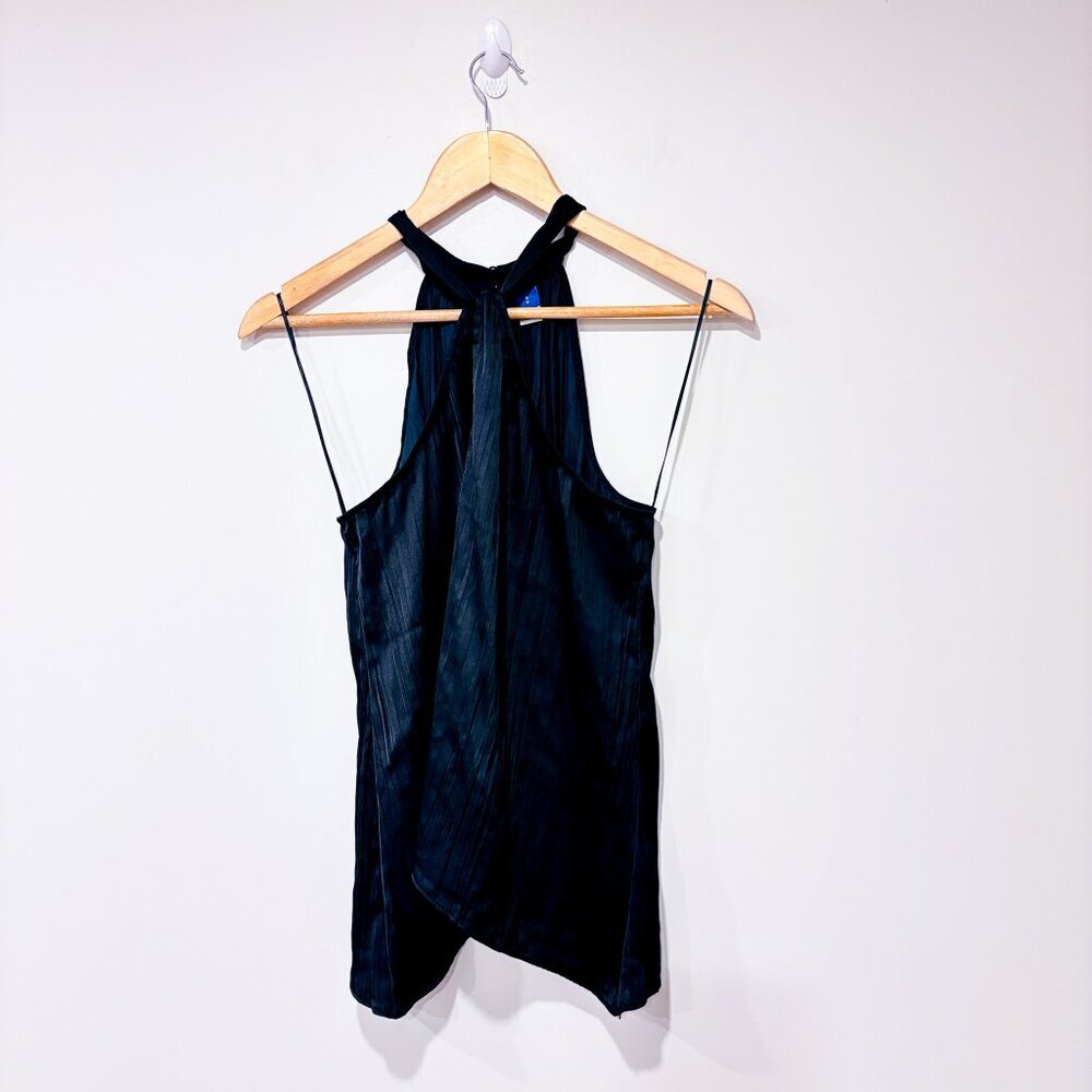 OLD NAVY – Black asymmetrical halter top | Pleated chic evening style | Small‎ *